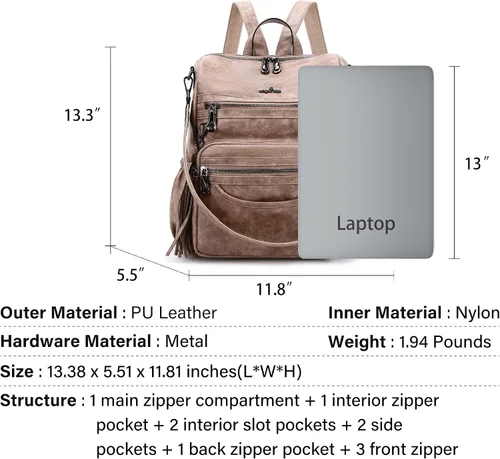 Vista 87 de Bolsos mochila monedero de piel sintética para mujer, bolsas con zíper, mochilas de hombro casuales