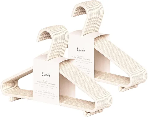 Vista 13 de 3 Sprouts Perchas de Plástico de Paja de Trigo - Paquete de 30 Perchas para Niños Pequeños para Ropa de Niños y Bebés, Abrigos - Ideal para Niñas