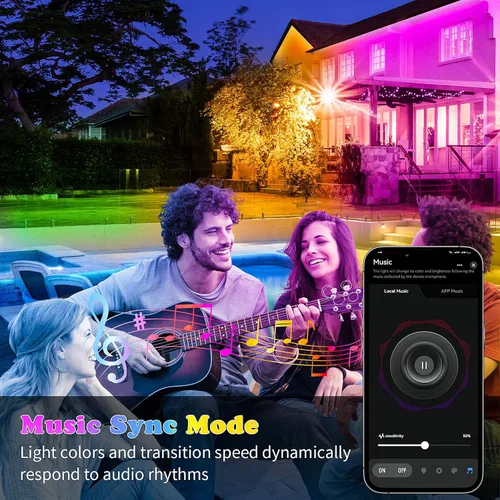 Vista 9 de KSIPZE Tira de luces LED de 15,5 m para exteriores, impermeable IP68, luces LED RGB para exteriores con botón y control de aplicación Bluetooth