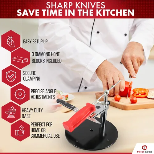 Vista 2 de Afiladores de cuchillos profesionales para cuchillos de cocina – Diamante – Diseñado con abrazadera apretada, base estable – Fácil de montar