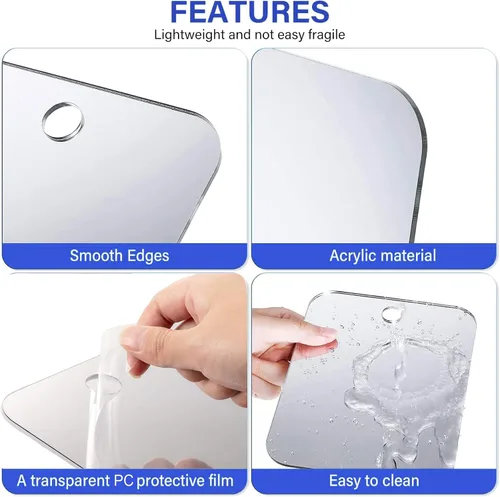 Vista 7 de Espejo de ducha para afeitar, acrílico, pequeño, para viajes, maquillaje, baño, para colgar en la pared, espejo de plástico para mujeres y hombres