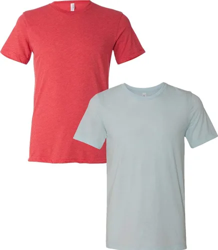 Vista 266 de Bella Canvas 3413c para hombre (1) Triblend verde + (1) Triblend rojo