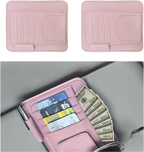 Vista 12 de Augeny Organizador de visera solar para automóvil, pequeño organizador y almacenamiento de visera, soporte para registro y documentos, accesorios