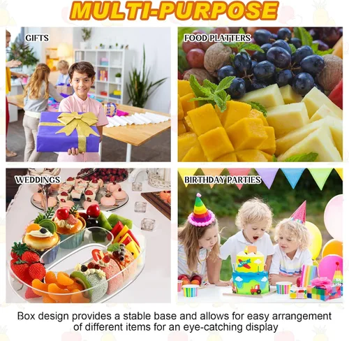 Vista 7 de Uiifan Bandeja de 10 Pulgadas de Acrílico en Forma de Letra, Bandeja Exhibidora Rellenable para Charcutería, Bandeja de Dulces de Acrílico
