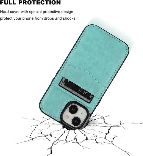 Vista 90 de KIHUWEY - Funda tipo cartera compatible con iPhone 15 con soporte para tarjetas de crédito, cierre magnético, soporte de cuero premium, cubierta