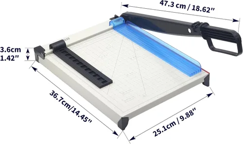 Vista 2 de Cortador de papel de 12 pulgadas, base de metal sólido, hoja afilada para recortar fotos, tarjetas, etiquetas, capacidad de 12 hojas, ideal