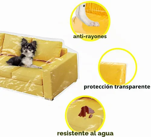 Vista 2 de wokire Funda de sofá más gruesa transparente, a prueba de agua/Funda de sofá resistente - Protección contra las garras de gatos y perros, funda