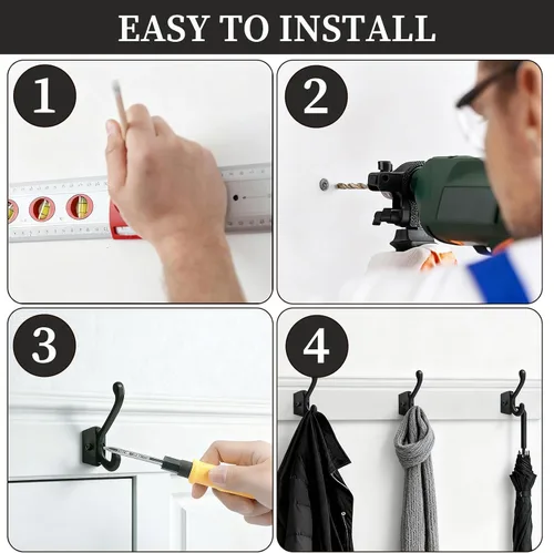 Vista 7 de CBWLWJ Paquete de 16 ganchos de pared resistentes para colgar en la pared, para sala de estar, baño, cocina, para abrigo, bolsa, bufanda, toalla