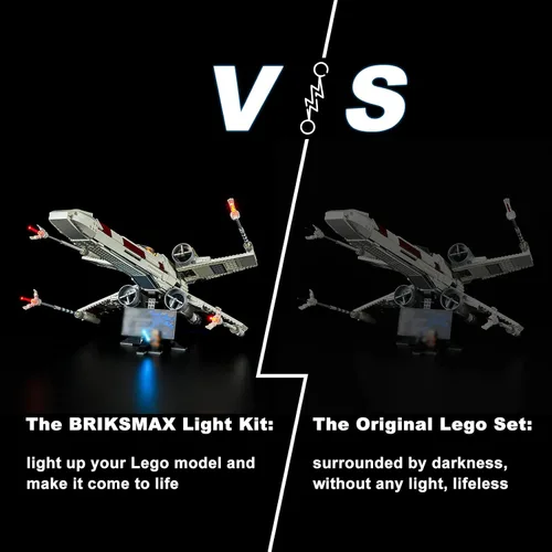Vista 5 de Kit de iluminación LED Briksmax para LEGO-75355 X-Wing Starfighter – Compatible con modelo de bloques de construcción Lego Star Wars – no incluye