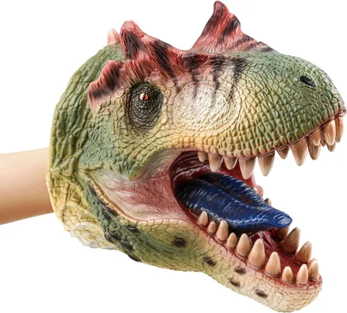 Vista 16 de Gemini&Genius Juguetes de dinosaurio Tyrannosaurus Rex marionetas de mano grandes de goma suave T-Rex cabeza de mano marioneta de mano juguetes