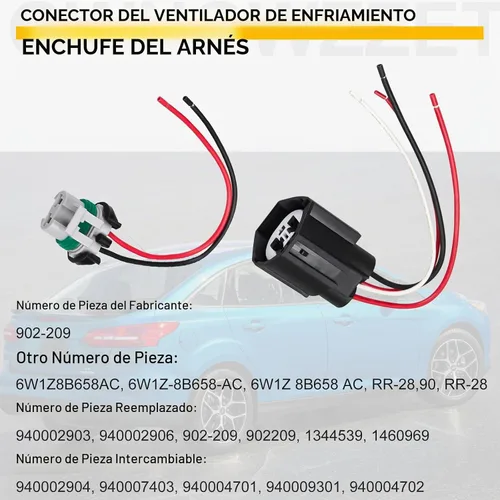 Vista 3 de Módulo de relé de control de ventilador de refrigeración Conector Arnés de cables 902-209 para Ford Crown Victoria Focus Lincoln Town Car Mercury