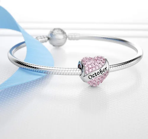 Vista 6 de Abalorio Dalaran de plata de ley 925 con forma de corazón, para brazalete, feliz cumpleaños, para mujer