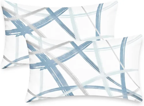 Vista 9 de CaliTime Juego de 2 fundas de almohada decorativas de vellón con líneas geométricas abstractas en forma de arco, para sofá, cama, decoración de casa