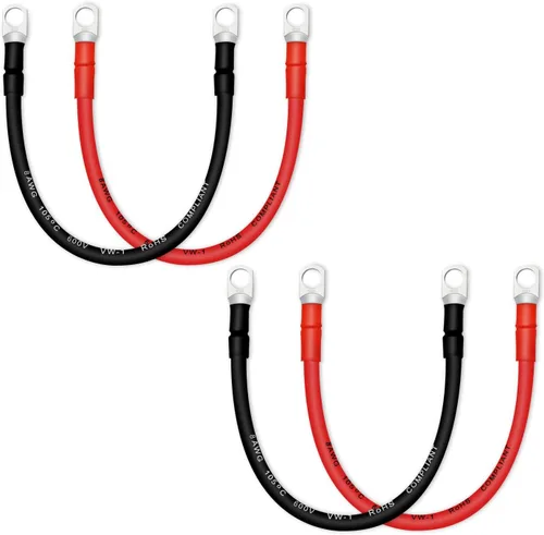 Vista 42 de Cable de batería, cables de batería 2 AWG con terminales, 2 cables de batería de cobre (1 pie).