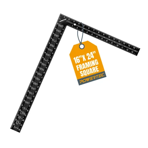 Vista 10 de POWERTEC Cuadrado de carpintero de aluminio de 12 pulgadas para carpintería, enmarcado, techos, diseño de escalera, medición de ángulo y corte