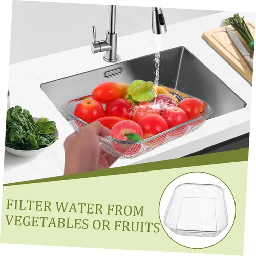 Vista 5 de BESPORTBLE Colador de cuenco de lavado, 2 unidades, cesta de drenaje, cesta de filtro de acero inoxidable, colador portátil de metal para alimentos