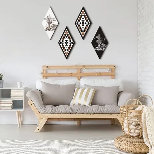 Vista 5 de CHDITB Decoración de pared de cactus, letrero de madera azteca, decoración de pared con temática natural, arte de pared moderno para oficina, hogar