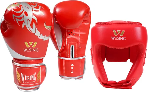 Vista 5 de WESING - Juego de guantes de artes marciales, juego de guantes de boxeo de 10 onzas para hombres y mujeres, entrenamiento de kickboxing