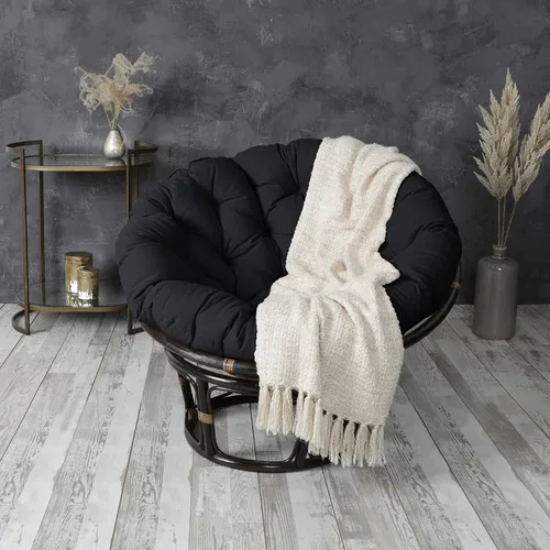 Vista 27 de Sorra Home - Cojín con mechones Papasan - Cojín redondo cómodo para silla Bucket & Moon - Cojín de piso con espuma suave para muebles