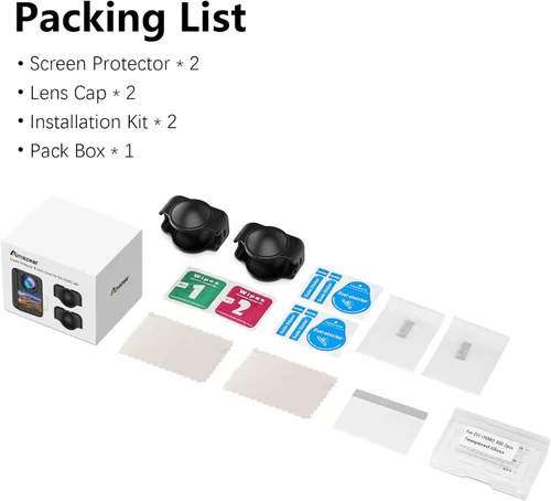 Vista 7 de AMAZEAR Protector de pantalla para accesorios DJI OSMO 360, película de pantalla HD con tapa de lente de silicona, dureza 9H, vidrio templado