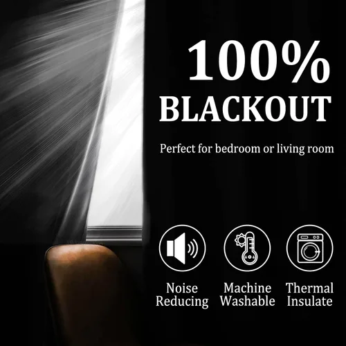 Vista 2 de DWCN - Cortinas 100% opacas para dormitorio con forro negro, cortinas de ventana de doble capa con aislamiento térmico que oscurecen toda la Azul