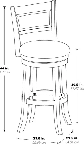 Vista 3 de OSP Home Furnishings Metro - Taburete giratorio de 30 pulgadas con asiento acolchado y reposapiés adjunto, piel sintética color crema con marco
