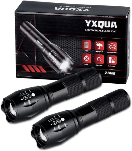 Vista 8 de YXQUA - Linternas recargables USB-C para corte de energía, 1000 lúmenes, linterna de emergencia LED súper brillante para el hogar, luz táctica