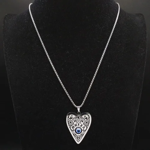Vista 2 de Fashion Wicca Ouija Sun Star Moon - Collares de acero inoxidable para mujer, collar de cadena de color plateado, joyería Collier Femme N56702