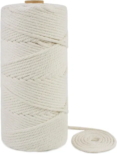 Vista 47 de Cuerda de macramé de 0.197 in x 22 yardas, cuerda gruesa de hilo de algodón natural, cuerda de colores para colgar plantas de macramé, para colgar