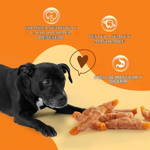 Vista 7 de Jungle Calling Golosinas de pollo y batata para perros, masticables suaves