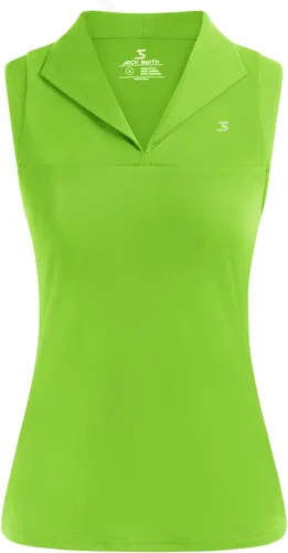 Vista 2 de JACK SMITH Camisetas de tenis de golf sin mangas para mujer, cuello en V, cuello de solapa, deportivas, sin mangas