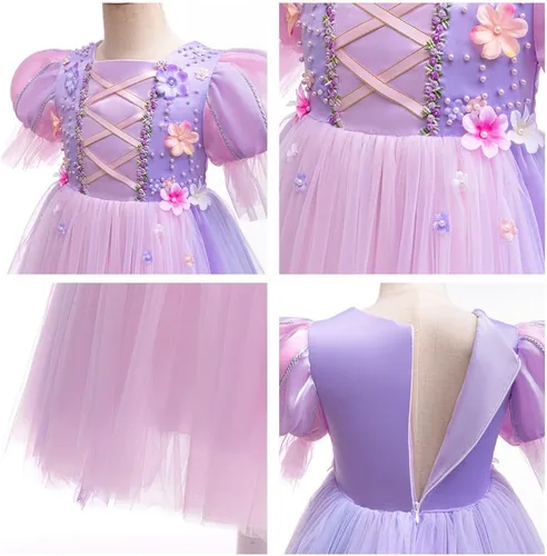 Vista 68 de Disfraz de princesa Sofía Rapunzel para niñas, disfraz de Halloween, Navidad, cumpleaños, fiesta con accesorios