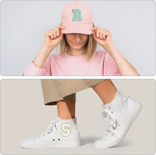 Vista 4 de MECCANIXITY 4 parches de letras de felpilla termo-adhesivas con letras del alfabeto blanco, S de 3 pulgadas de altura para ropa, zapatos, sombreros