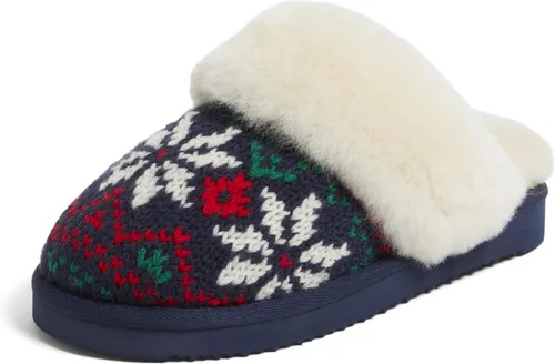 Vista 94 de Dearfoams Fireside Sydney Pantuflas anchas de piel de oveja para mujer, para interiores y exteriores