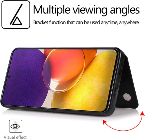 Vista 3 de UEEBAI Funda para Samsung Galaxy A53 5G, funda de cuero PU de lujo con [dos cierres magnéticos] [ranuras para tarjetas] Función de atril Durable A