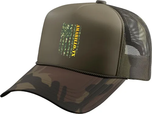 Vista 6 de Amarillo Texas Camouflage USA Flag Trucker Hat with Adjustable Mesh Back