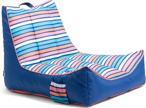 Vista 24 de Big Joe flotador Captain's Caddie sin necesidad de inflar para piscina con portavasos, hibisco tropical y aqua de doble lado con malla, tela