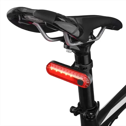 Vista 5 de Luz trasera de bicicleta, luces traseras de bicicleta USB-C recargable LED linterna de seguridad para ciclismo con 4 modos de luz para carretera