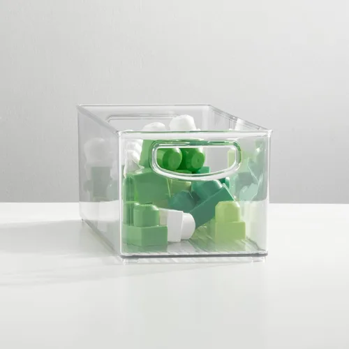 Vista 3 de mDesign Organizador de plástico para juguetes, cesta de almacenamiento con asas para armario, armario, armario y estantes, capacidad para bloques