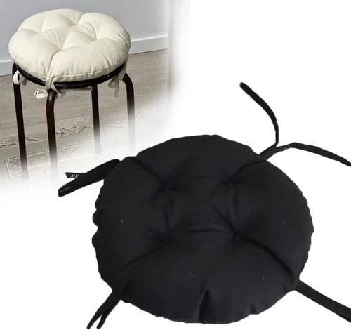 Vista 2 de Cojines de asiento redondos para exteriores con lazos, almohadillas para sillas de pana súper suaves, antideslizantes, herramientas para sillas
