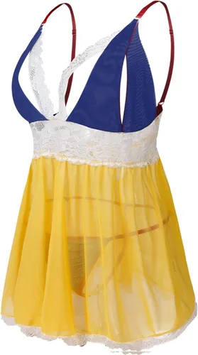 Vista 2 de Donnalla - Conjunto de lencería sexy para mujer, tallas grandes, 2XG, 3XG, 4XG, babydoll de encaje con copas divididas