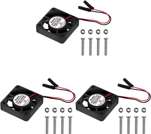 Vista 10 de Aokin Ventilador de refrigeración Raspberry Pi DC 5V/3.3V Ventilador de refrigeración de CPU sin escobillas con tornillos para Raspberry Pi 4 B, Pi