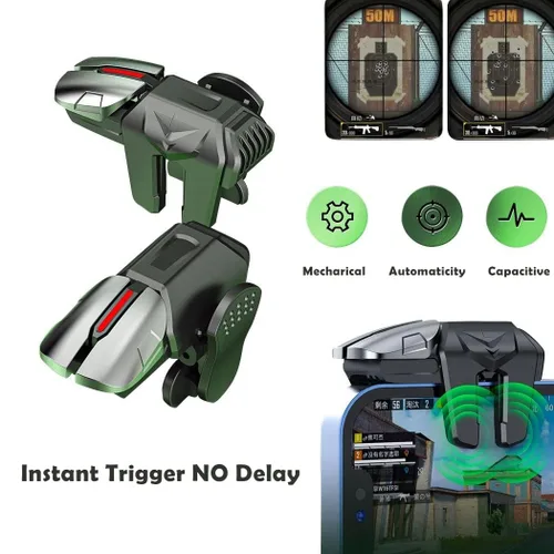 Vista 6 de rinsfox Fox Game Triggers With Finger Sleevs, Mobile Game Controllers 6 Finger, Plug and Play Gaming Trigger for iOS and Android
