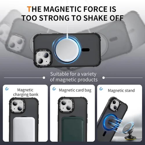 Vista 3 de Funda KETGII para iPhone 13, para iPhone 14, compatible con MagSafe, carga inalámbrica, resistente, a prueba de golpes, pata ajustable, delgada