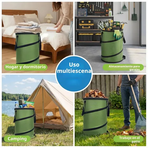 Vista 2 de Papelera para acampar, papelera emergente/papelera de reciclaje, cubo de basura reutilizable para exteriores, para jardín, patio, bolsa de basura