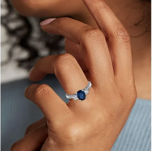 Vista 3 de Choose Your Color - Anillo de plata de ley 925 con 3 piedras, hermoso diseño único, joyería de piedras preciosas sueltas para mujeres, regalos