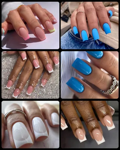 Vista 2 de Puntas de uñas cortas cuadradas francesas, BORNBYME 120 piezas de uñas postizas transparentes, puntas de uñas acrílicas, puntas de uñas de cubierta