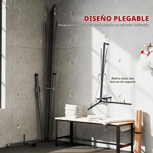 Vista 3 de Soozier - Soporte plegable para saco de boxeo, altura ajustable, con base con peso, independiente para gimnasio en casa, solo soporte
