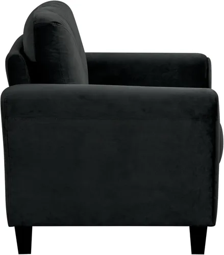 Vista 7 de Harper & Bright Designs Sofá individual tapizado de terciopelo con respaldo copetudo con botones, sillón moderno para sala de estar, color negro