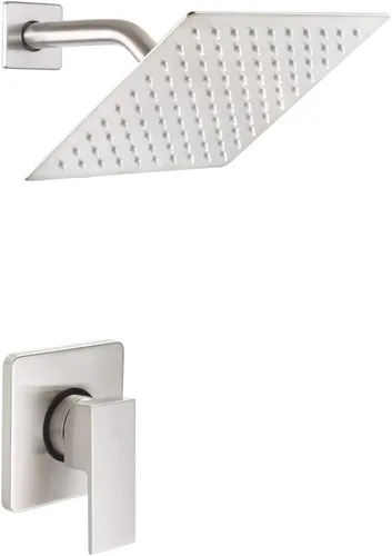 Vista 15 de Conjunto de llave de regadera color negro mate, sistema de regadera de lluvia para baño con cabezal de regadera de metal de acero inoxidable, kit